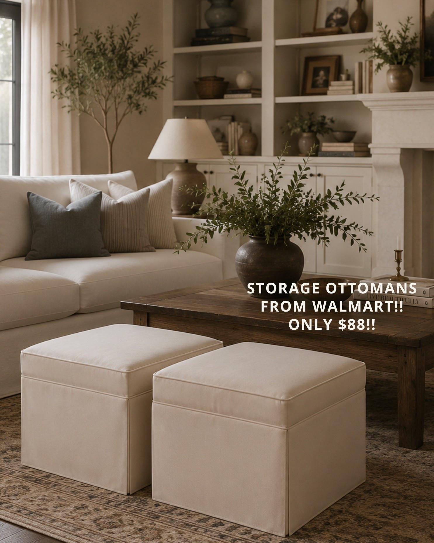 These upholstered storage ottomans look so high end but they are actually from Walmart!!

walmart home, walmart finds, affordable home finds, budget friendly home finds

#LTKHome
