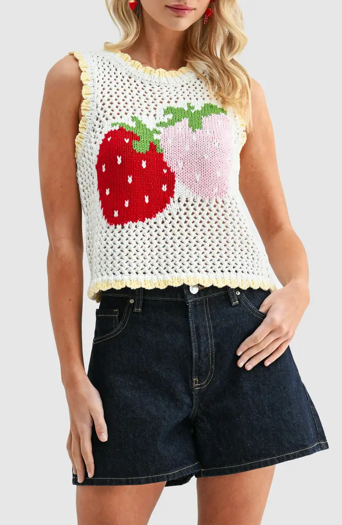 All in Favor Strawberry Knit Sleeveless Top | Nordstrom | Nordstrom