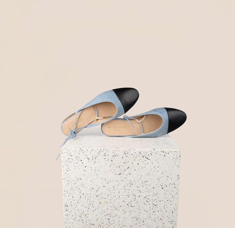 Como Slide - Denim/Black (Removable Ties) | A.Soliani