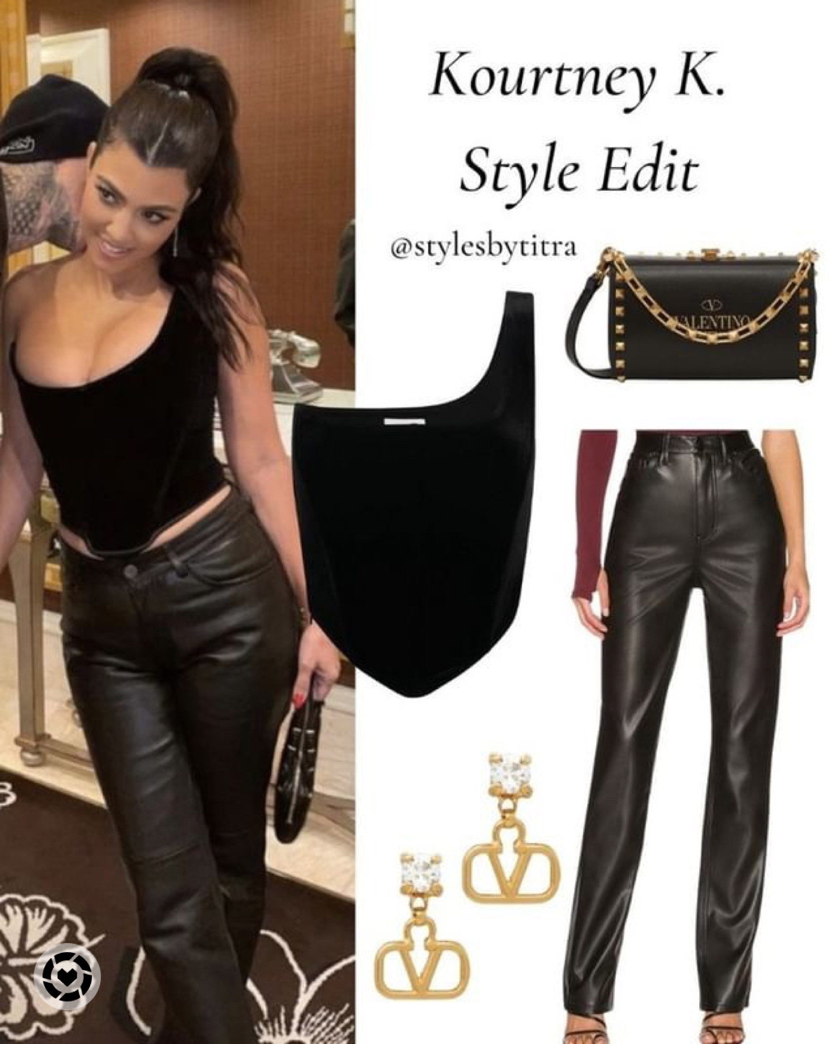 Recreate Kourtney Kardashion Date Night Look 🖤🖤🖤
Kourtney Kardashian Style Edit - emo girl, egirl, emo aesthetic, black outfits, black corset, vegan leather pants, Versace, celebrity style. 

#LTKstyletip #LTKCon