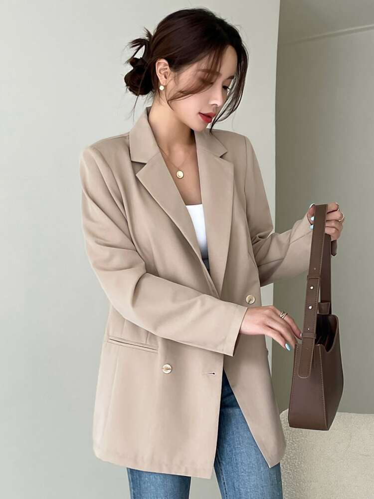 DAZY Double Breasted Dual Pocket Blazer | SHEIN