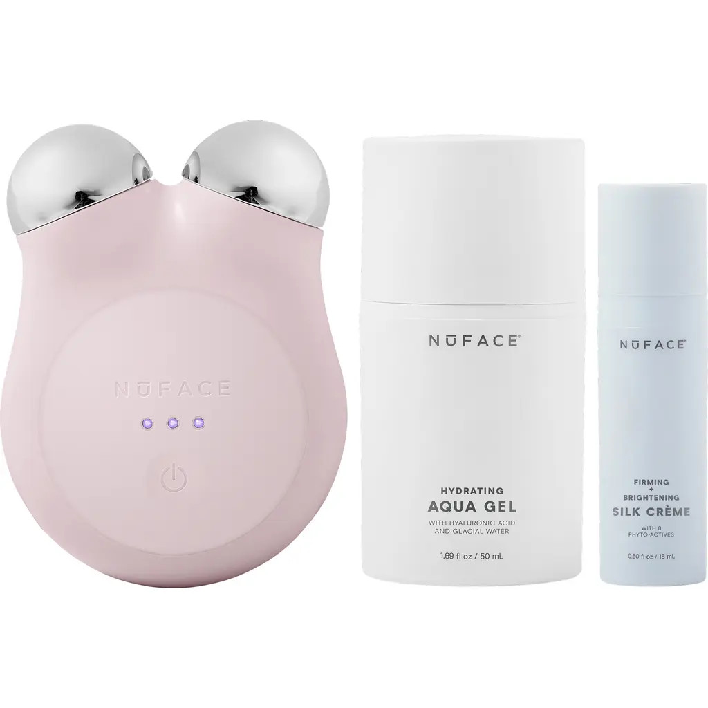 NuFACE® MINI+ Smart Petite Microcurrent Facial Toning Device Starter Kit $309 Value in Sandy Rose at Nordstrom | Nordstrom