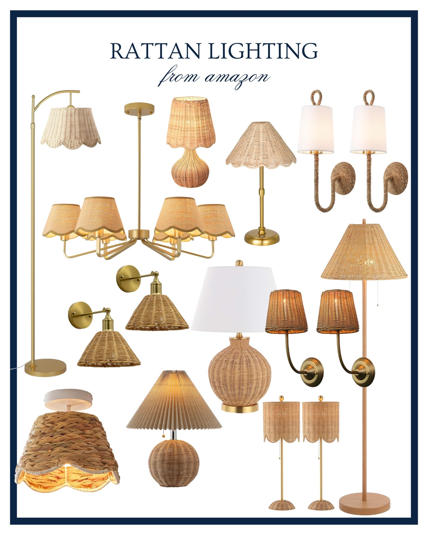 Rattan lighting fixtures 🤎 Wicker lamp, rattan lamp, coastal home, coastal lighting, Amazon home, Amazon lighting 