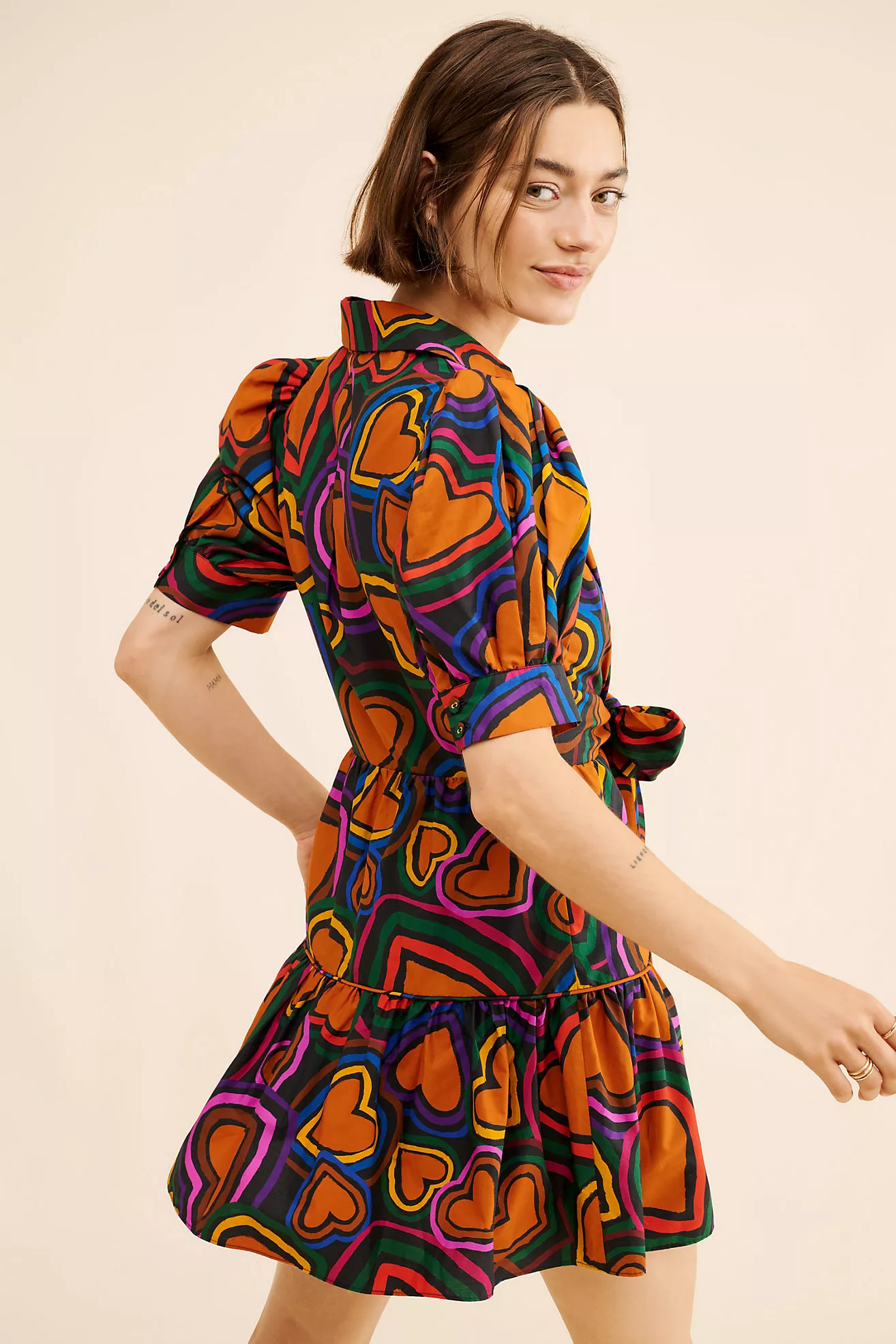 FARM Rio Short-Sleeve Bow-Front Mini Dress | Anthropologie (US)