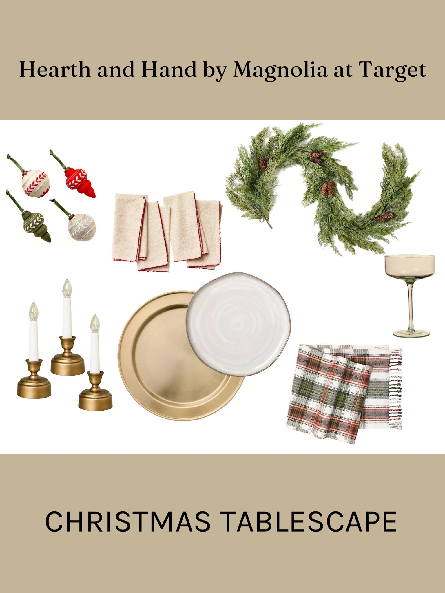 Christmas tablescape with Hearth and Hand by Magnolia X Target

Christmas greenery, garland, table, flames candle, table runner, glassware, plates, charger 

#LTKSeasonal #LTKHoliday #LTKFindsUnder50