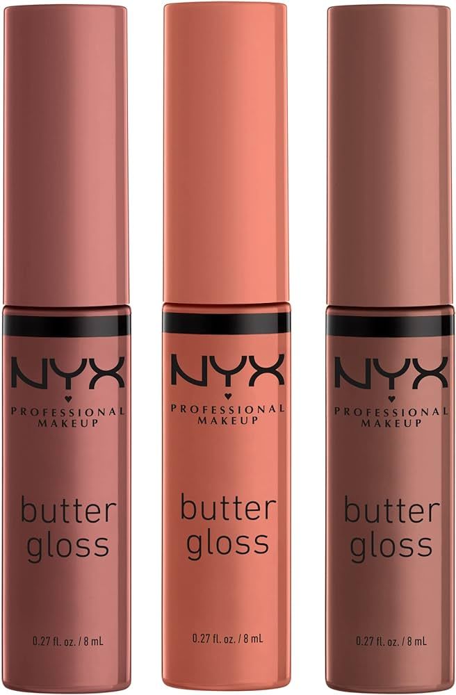 NYX PROFESSIONAL MAKEUP Butter Gloss Brown Sugar - Pack Of 3 Lip Gloss (Sugar High, Spiked Toffee... | Amazon (US)