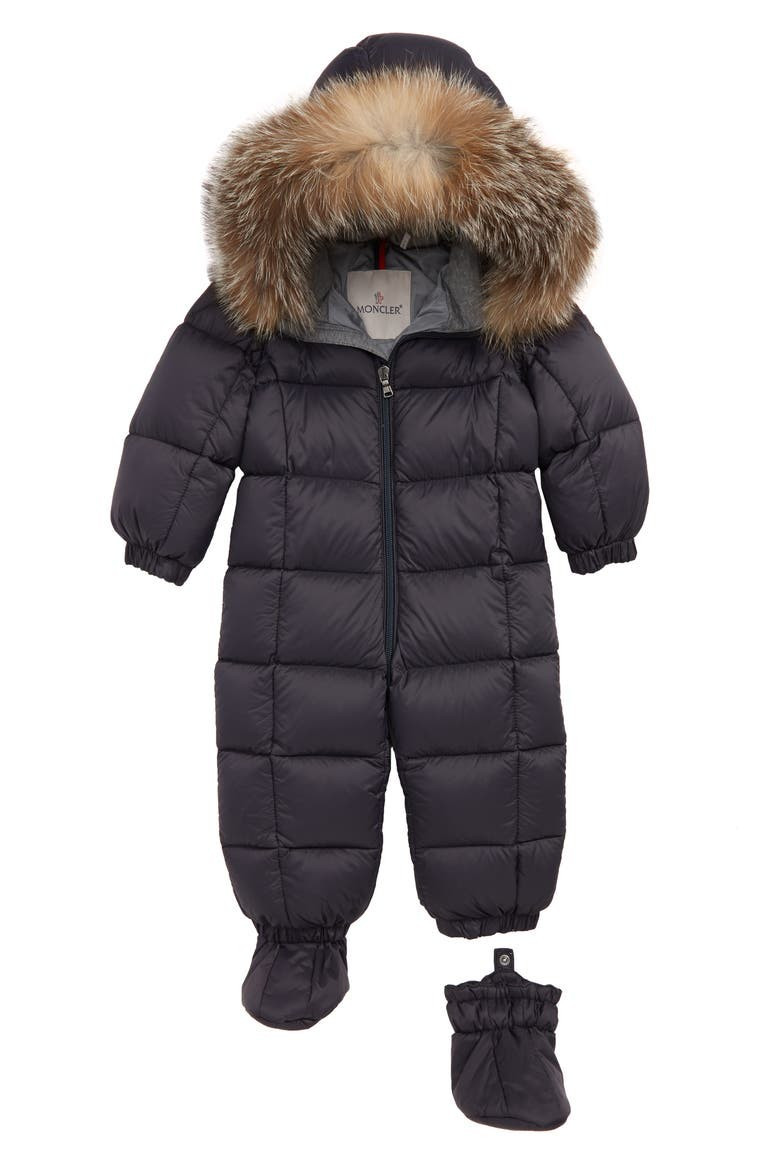 Moncler Jean Down Bunting with Genuine Fox Fur Trim (Baby Girls) | Nordstrom | Nordstrom