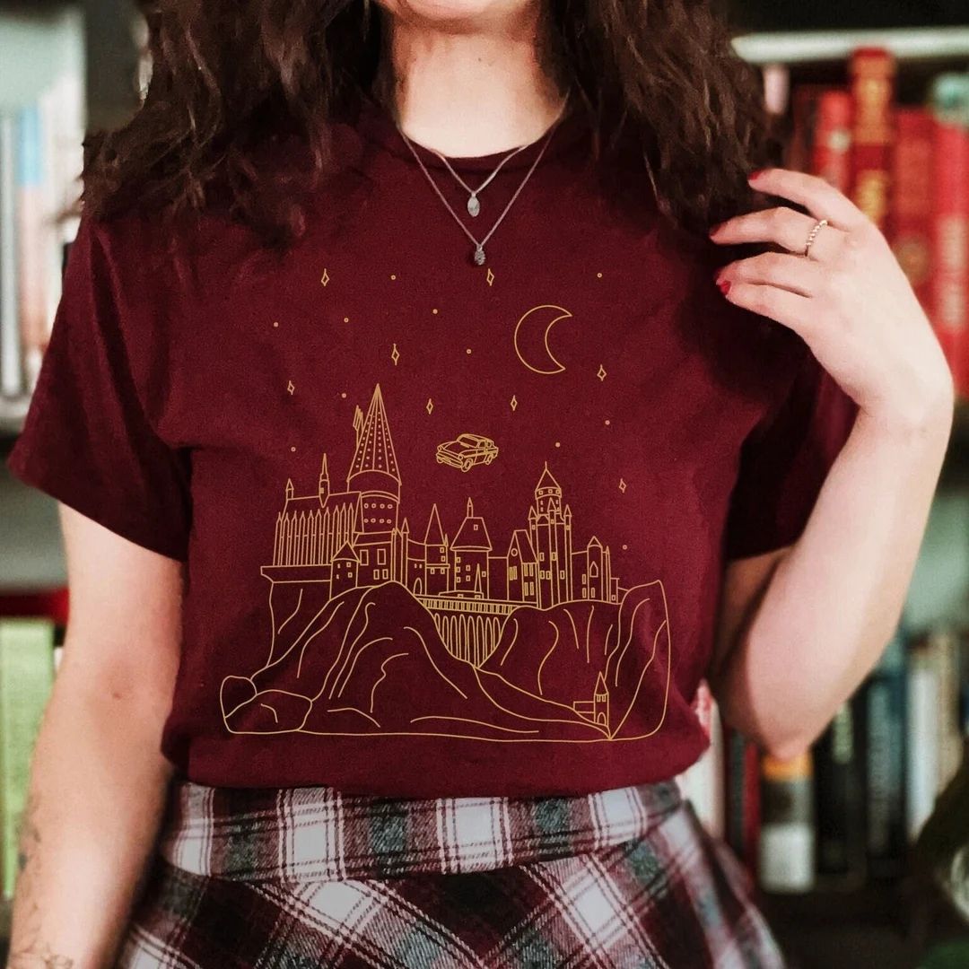 Flying Car with Castle at Night HP Shirt | Wizard School Shirt | Pottery Universal Vacation Shirt... | Etsy (US)