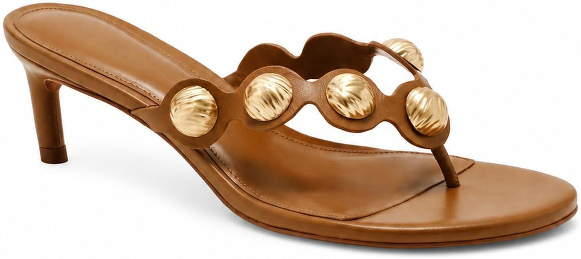 Women's Bead Thong Heeled Sandals Kitten Heel Slip On Flip Flops | Round Open Toe,For Party Daily... | Amazon (US)