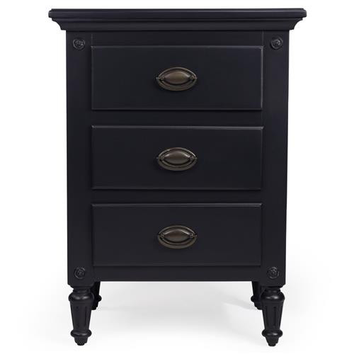 Rizza French Country Black Mahogany Wood 3 Drawer Nightstand | Kathy Kuo Home