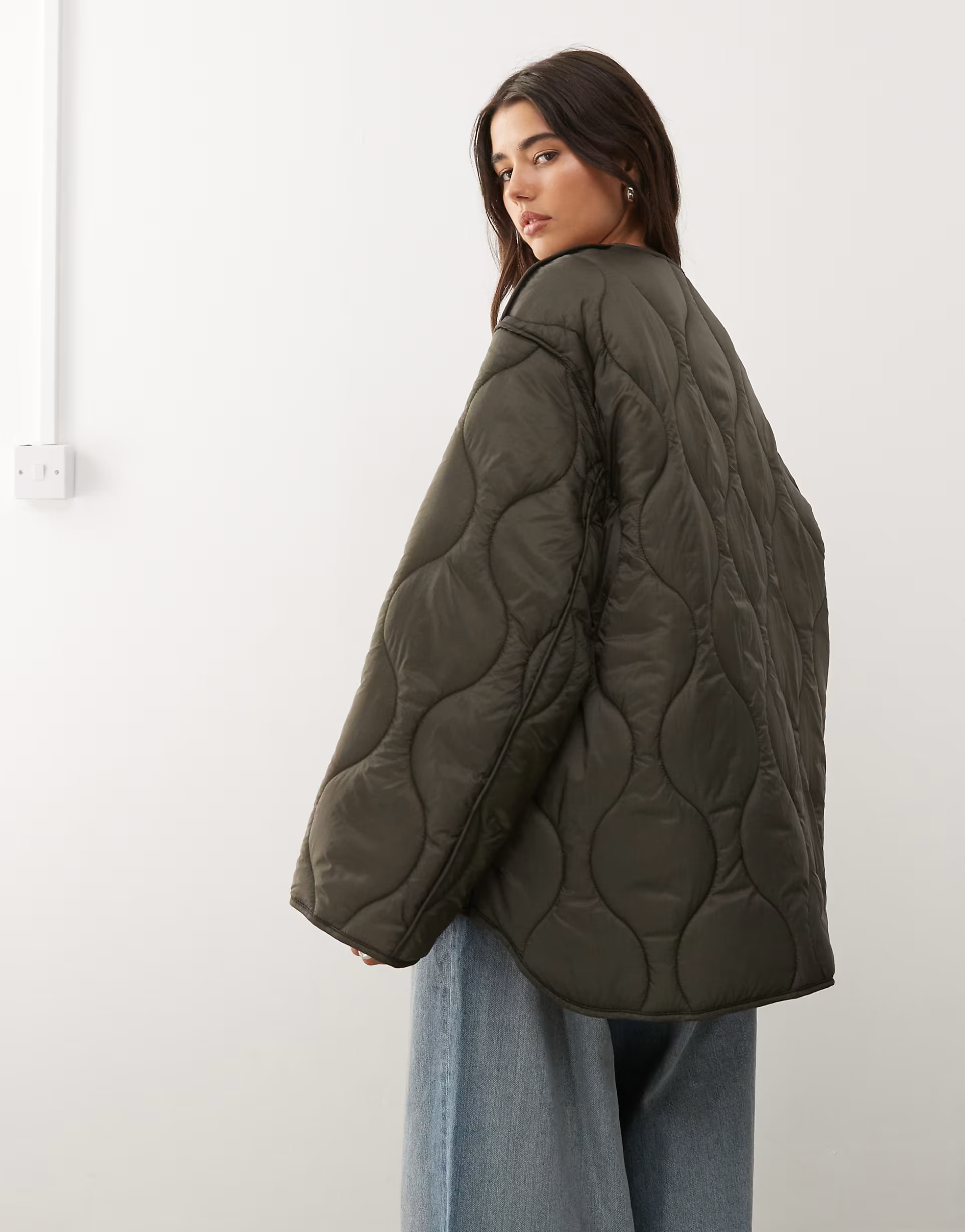 Weekday quilted jacket in khaki green | ASOS | ASOS (Global)