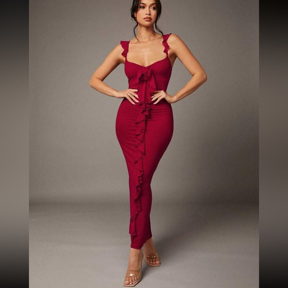 Red Mesh Ruffle Three-Dimensional Flower Decoration Women | Poshmark