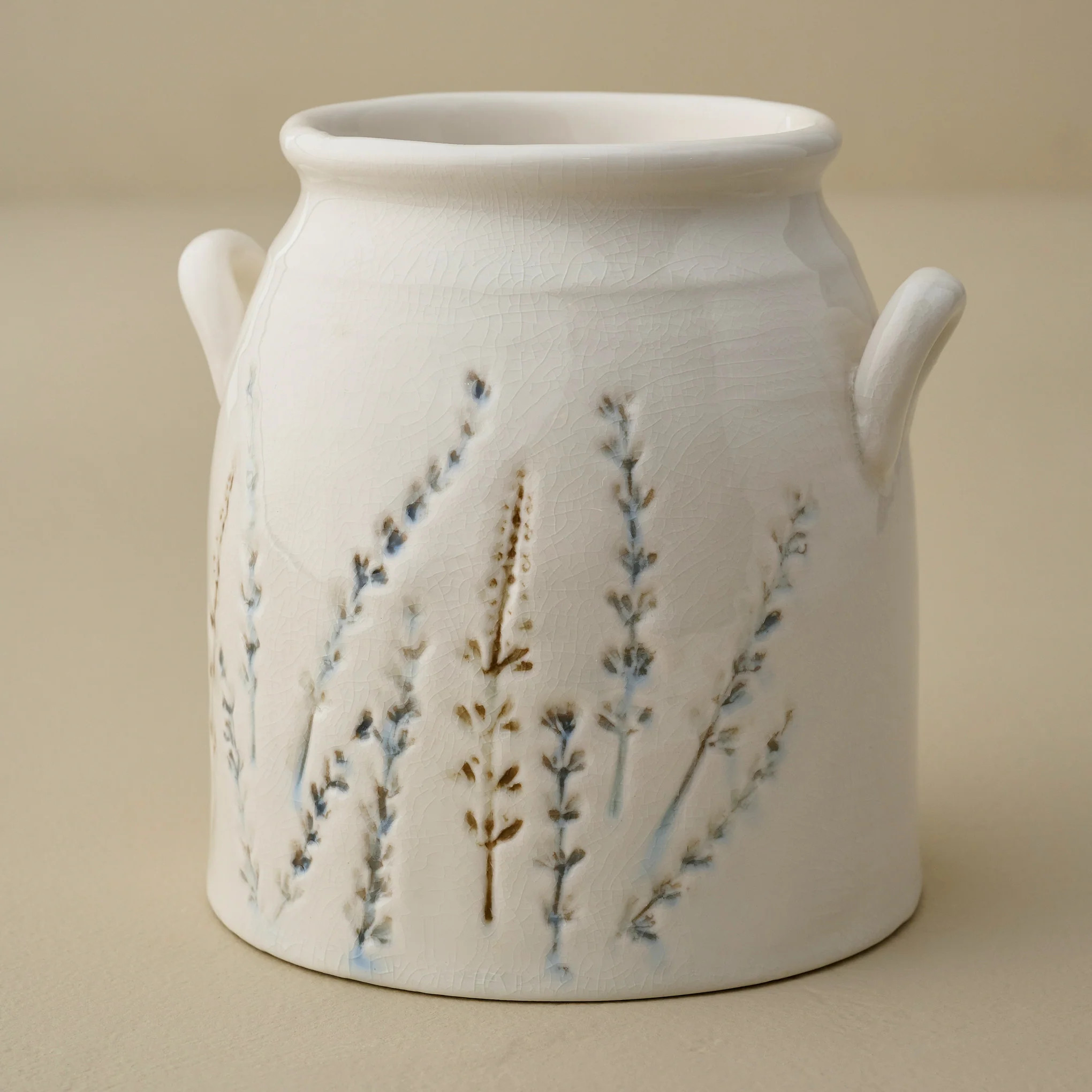 Pressed Floral Utensil Crock | Magnolia