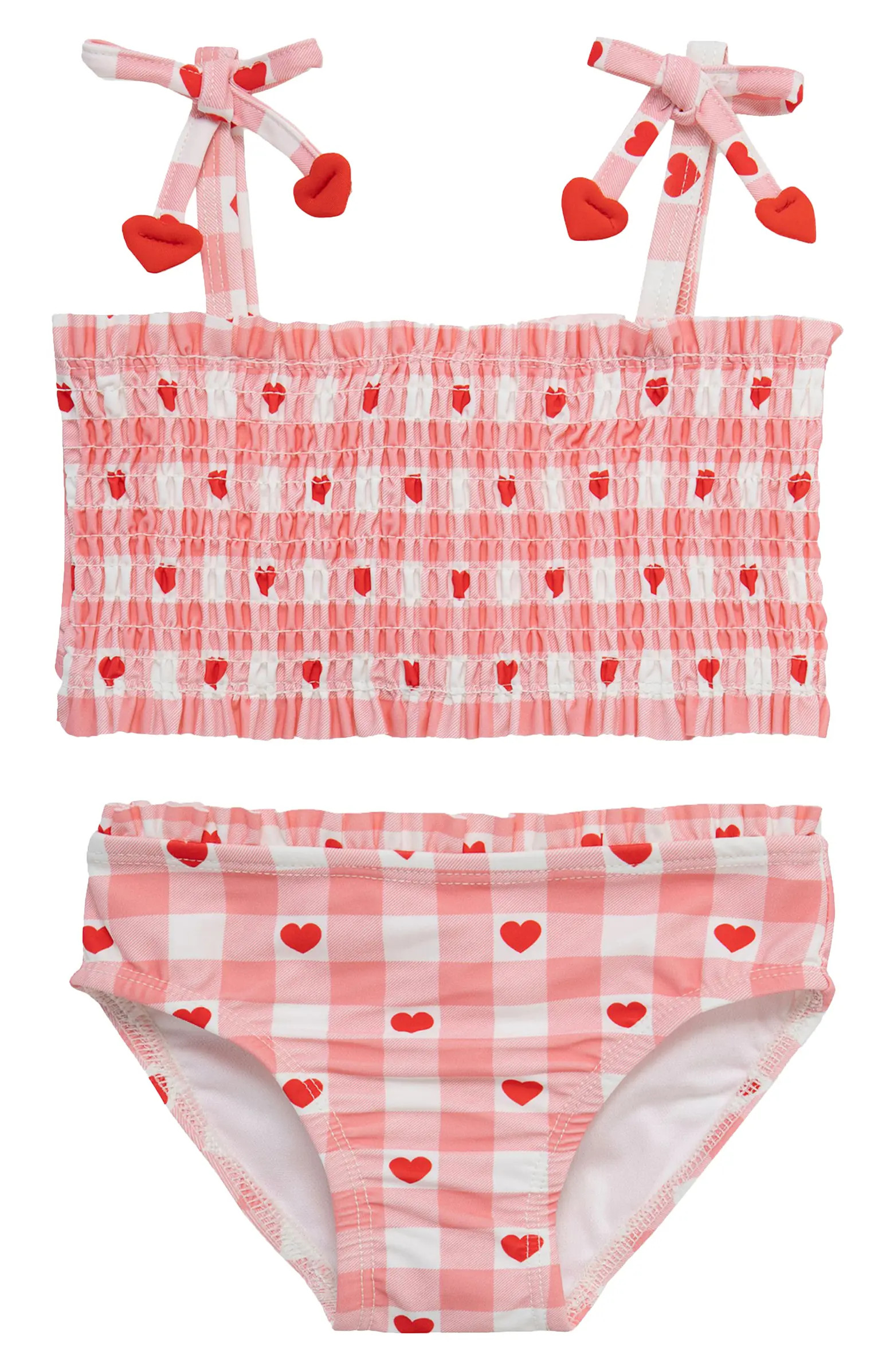 Kids' Heart Smocked Top UPF 50+ Two-Piece Swimsuit | Nordstrom