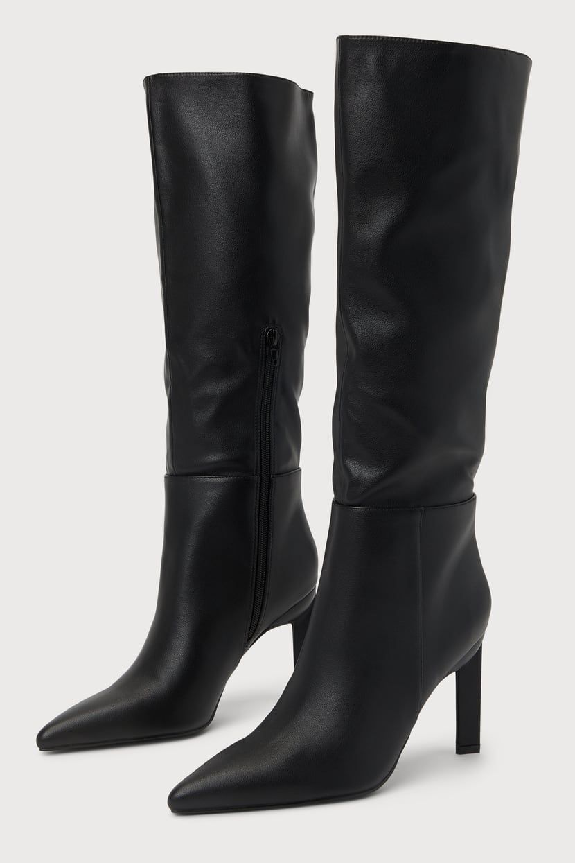 Olivet Black Pointed-Toe Knee-High Boots | Lulus (US)