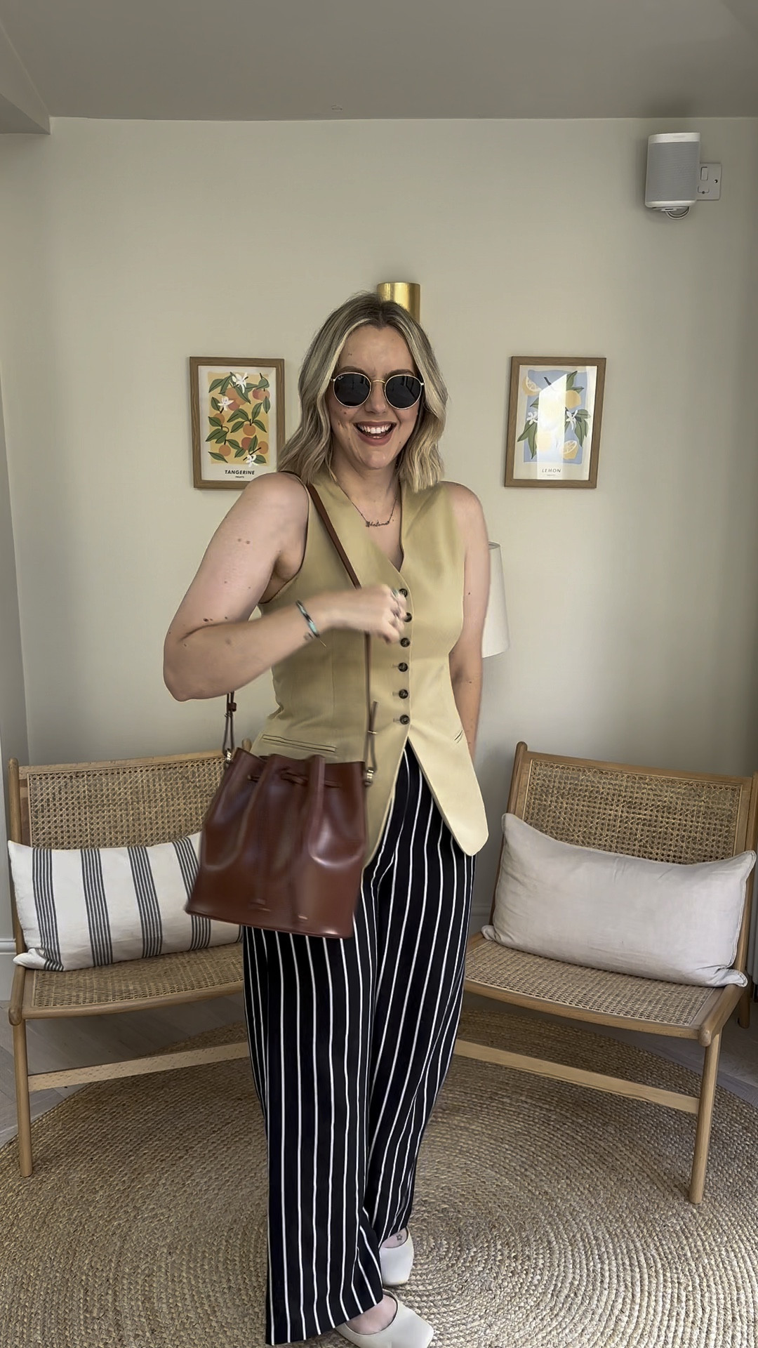 Perfect summer office outfit, both items I bought from Vinted and I’m super chuffed. 
Trousers are from River Island (size 12) and I bought them for £2! The waistcoat is from H&M (size 12) bought it for £15 on Vinted.
Bag is Sezane, shoes are M&S and the sunglasses are by Rayban.

#LTKuk #LTKworkwear #LTKeurope