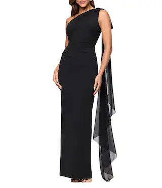 One Shoulder Chiffon Drape Dress | Dillard's