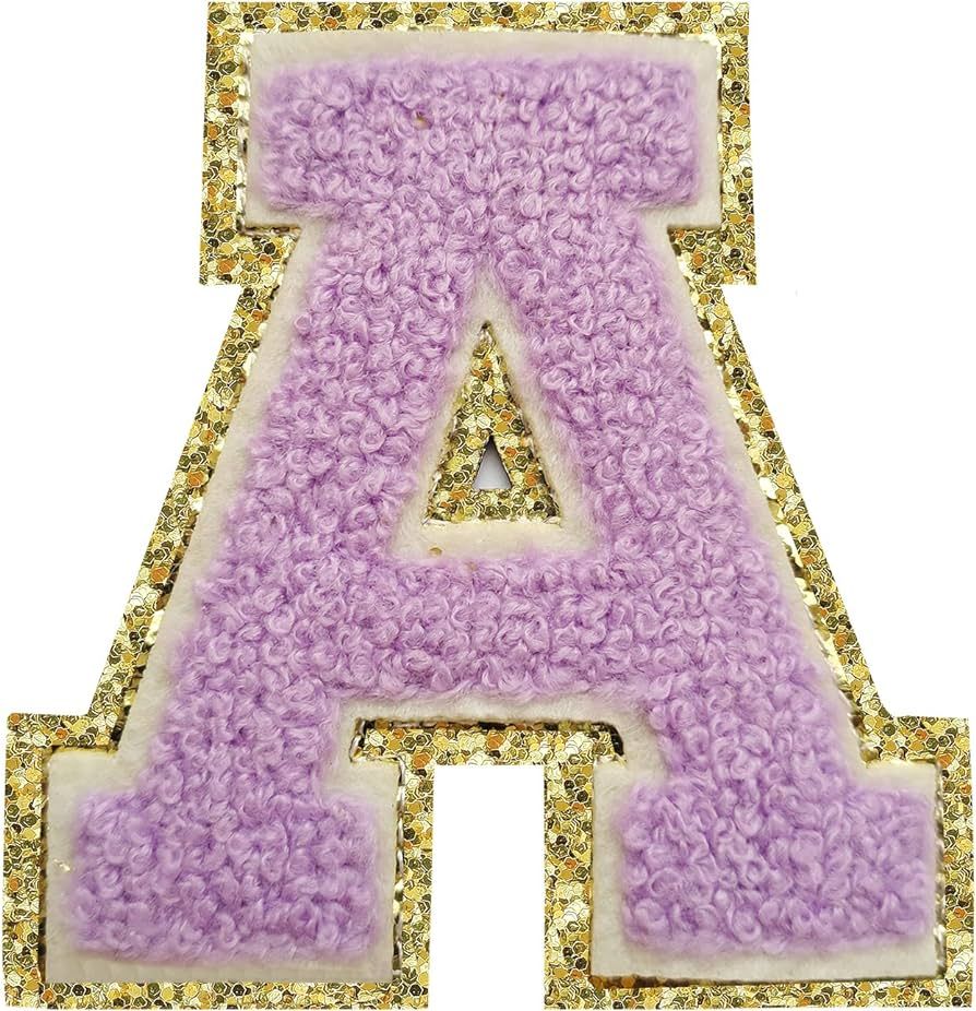 3Pcs Letter Patches Varsity Glitters Chenille,SPRT Iron on Purple Letter Patch,Alphabet Cloth Pat... | Amazon (US)