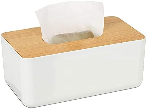 WOOD MEETS COLOR Tissue Box Cover White Tissue Box Holder Napkin Dispenser Rectangular Cosmetic T... | Amazon (UK)