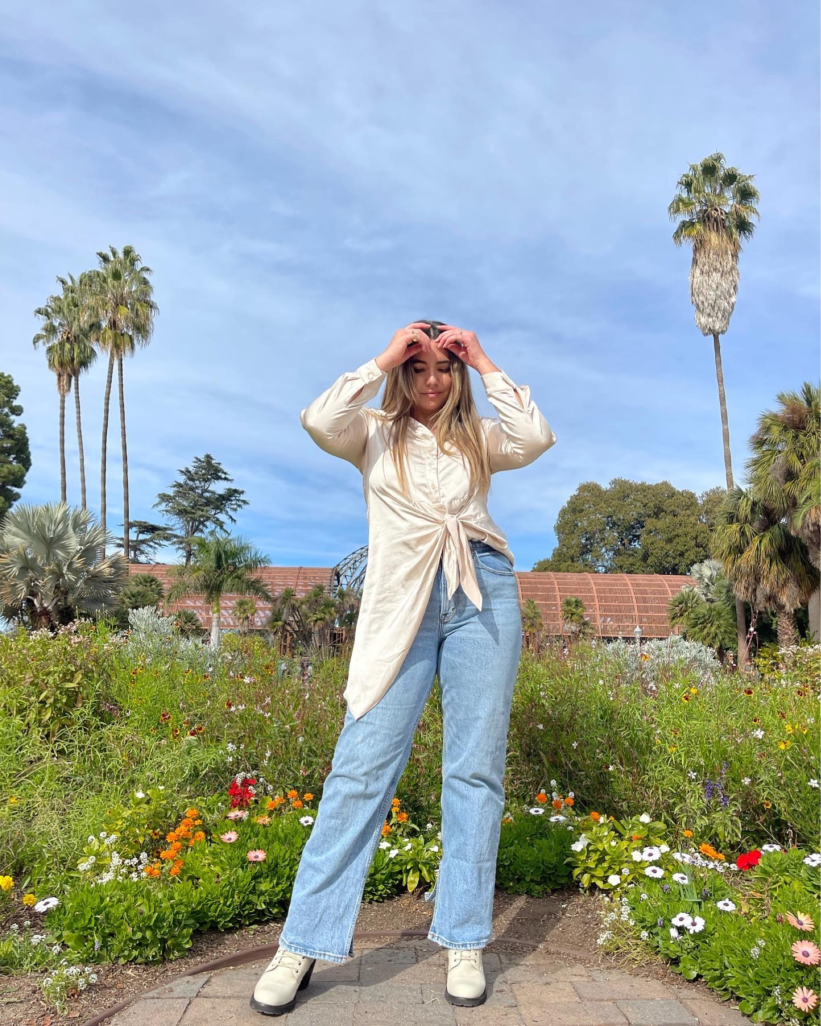 Winter white for this ‘ops in spirited fall ootd. Wearing wide leg high waist jeans from Abercrombie in a size 30. They don’t stretch, so order a size up if you’re in between! This blouse was actually a dress that I tucked into my pants for a new way to style and wear it! I linked sunniest satin button up tops 

#LTKstyletip #LTKSeasonal #LTKunder100