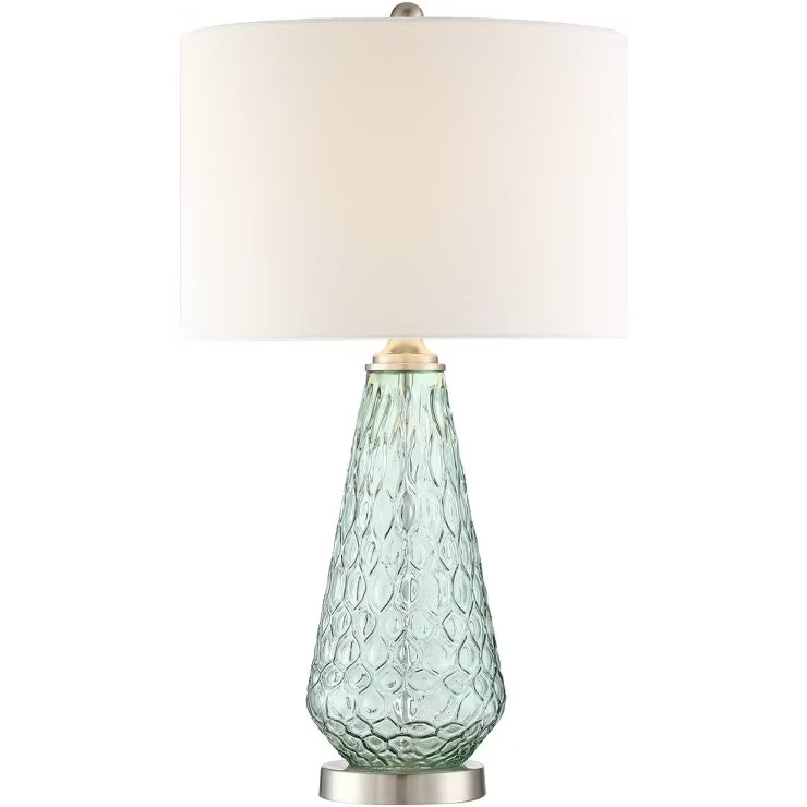 360 Lighting Modern Table Lamp 26.5" High Green Glass White Drum Shade for Living Room Bedroom Be... | Target