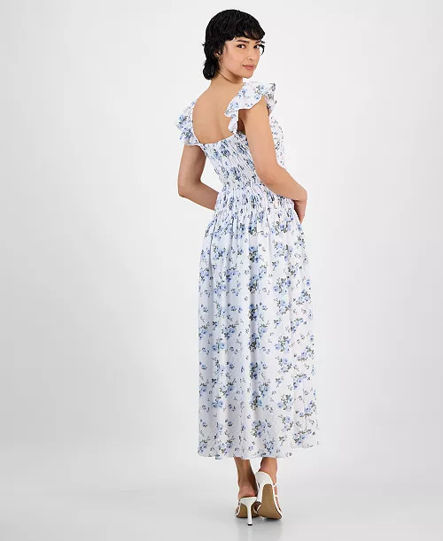 And Now This Women's Flutter-Sleeve Smocked Midi Dress, Exclusively at Macy's - Macy's | Macy's