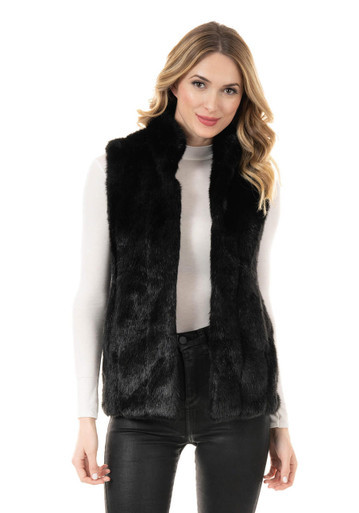 Black Mink Faux Fur Hook Vest | Fabulous-Furs
