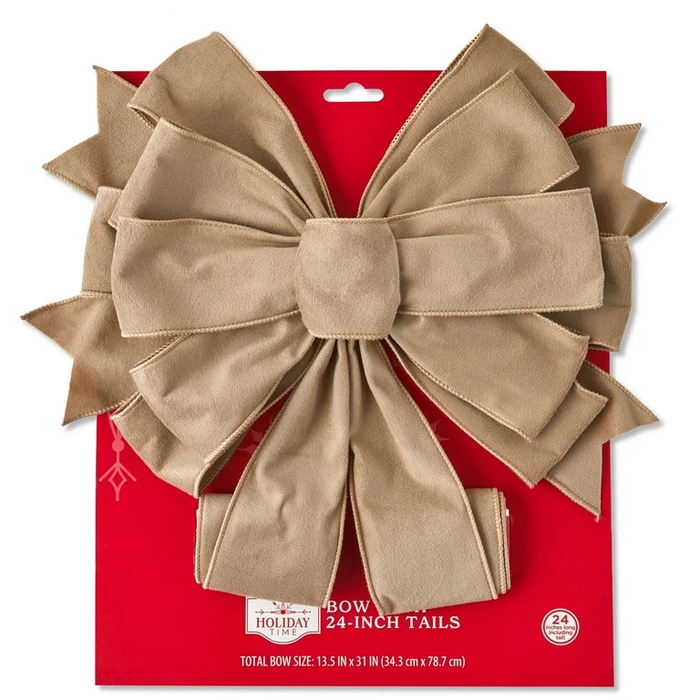 Light Brown Velvet Decorative Christmas Bow, by Holiday Time | Walmart (US)