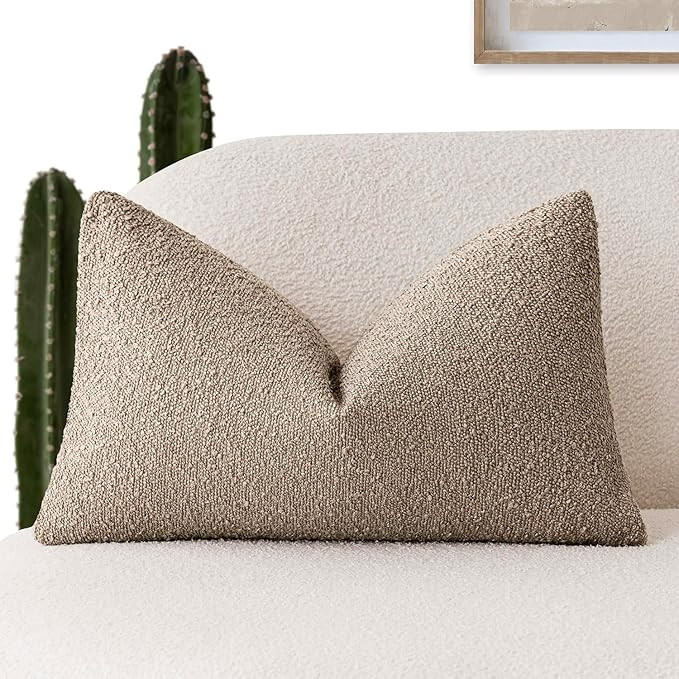 Foindtower Decorative Textured Boucle Throw Pillow Covers Accent Solid Lumbar Pillow Cases Neutra... | Amazon (US)