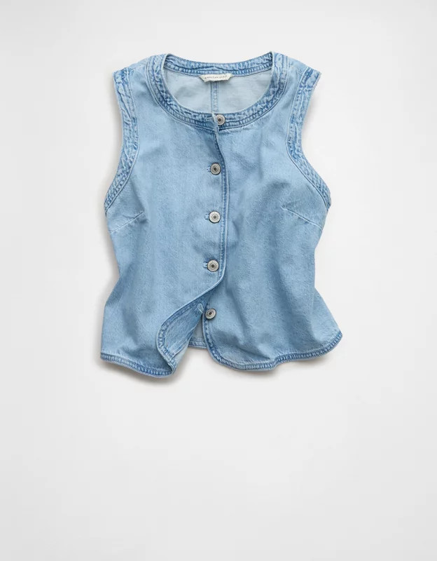 AE High-Neck Denim Vest | American Eagle Outfitters (US & CA)