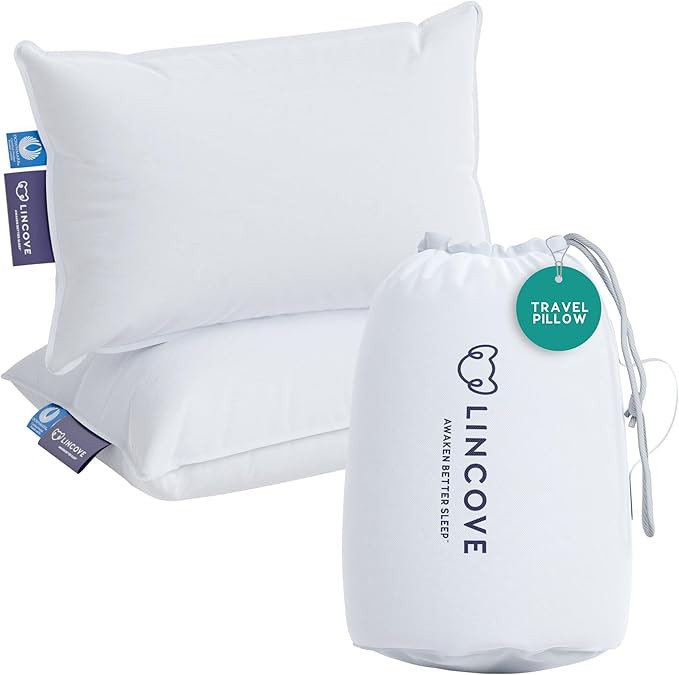 Lincove Canadian Down Feather Travel Pillow Pack of 2 - Luxury Pillows to Support Head, Neck, Whi... | Amazon (US)