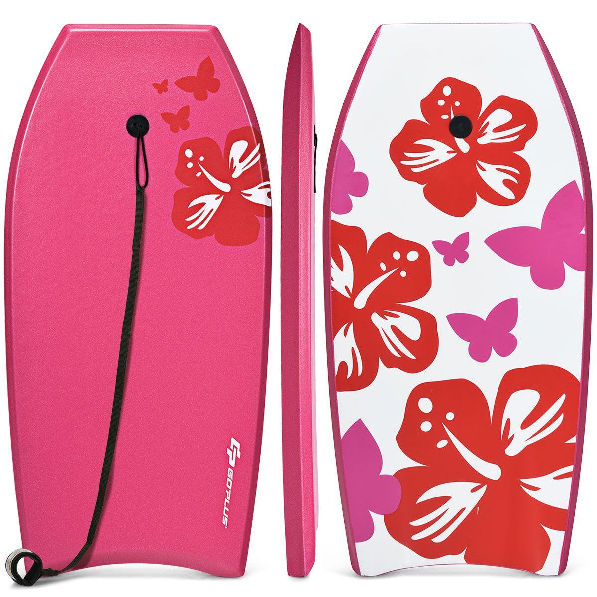 Costway 41''/37'' Super Lightweight Bodyboard Surfing W/Leash EPS Core Boarding IXPE Pink | Target