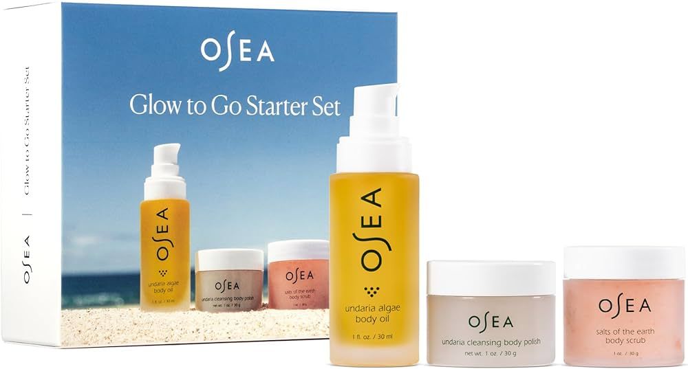OSEA Glow to Go Starter Set - 3-piece Bodycare Set - Travel Size 1oz Undaria Alage Body Oil, 1oz ... | Amazon (US)
