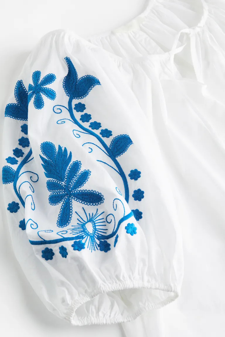 Embroidered Poplin Dress | H&M (US + CA)