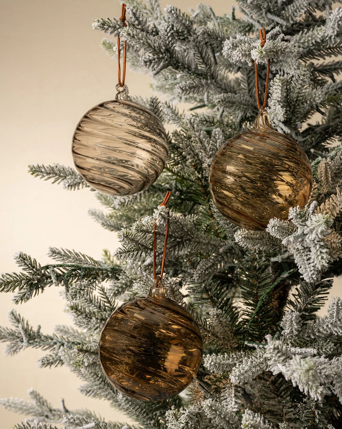 Blown Glass 4" Taupe Ornaments (Set of 3) | McGee & Co. (US)