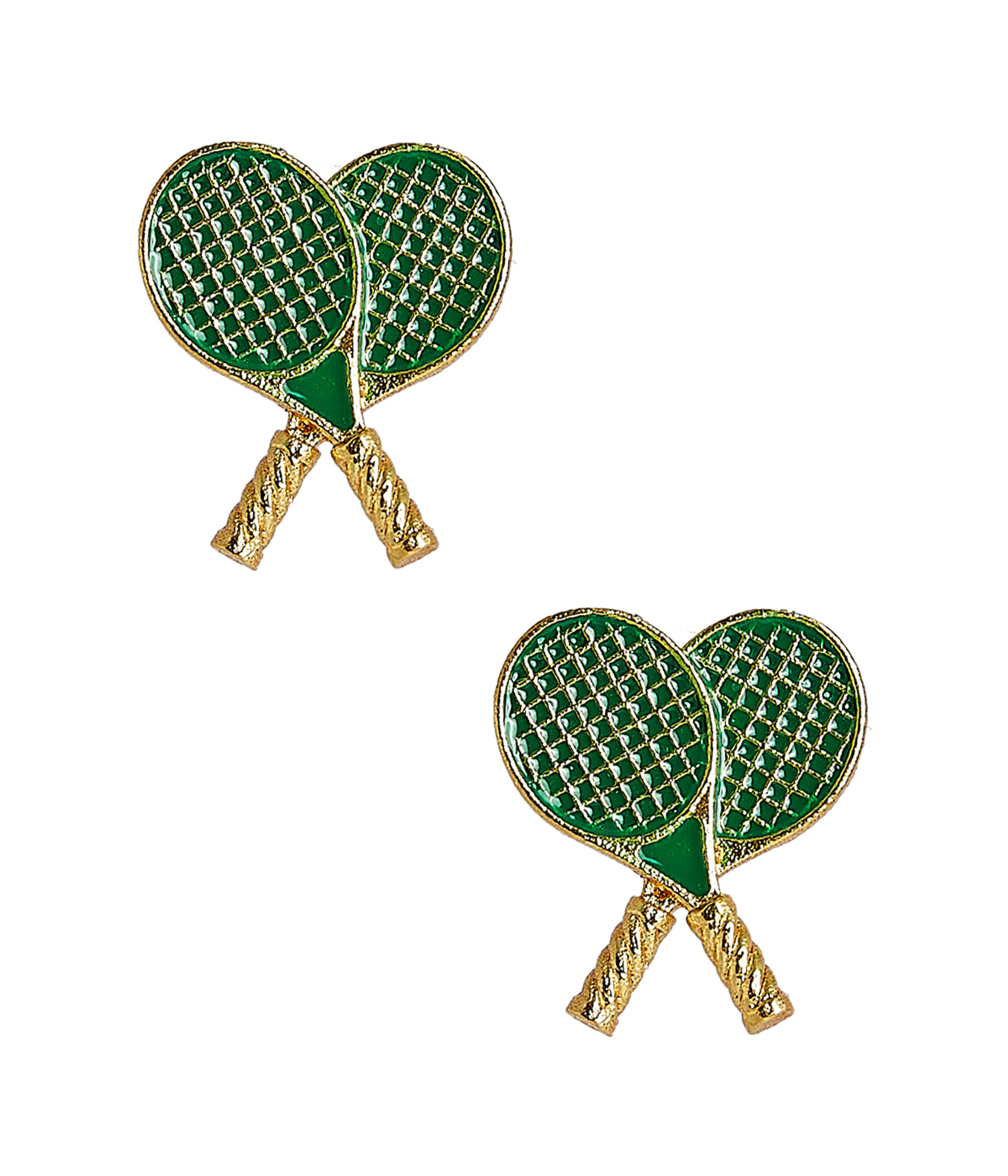 Double Tennis Racket - Enameled Stud - Gold - Florida Friends - PreOrder April 10th | Lisi Lerch Inc