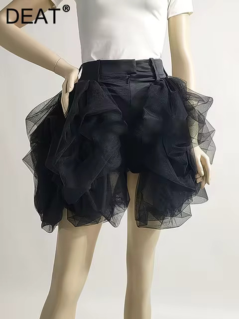 DEAT Fashion Women's Skirt Splice Lace Irregular High Waist Solid Color Thin Poncho Skirts Culott... | AliExpress (US)