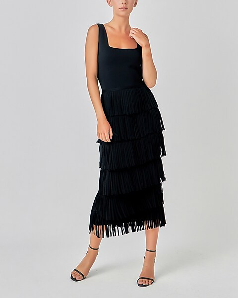 Endless Rose Knit Fringe Midi Dress | Express