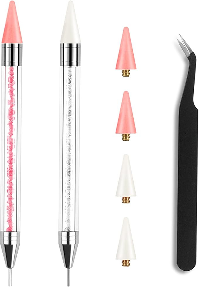 Rhinestone Picker Tool 2 Acrylic Handle Rhinestones Applicator Dual-Ended DIY Nail Art Tool with ... | Amazon (US)