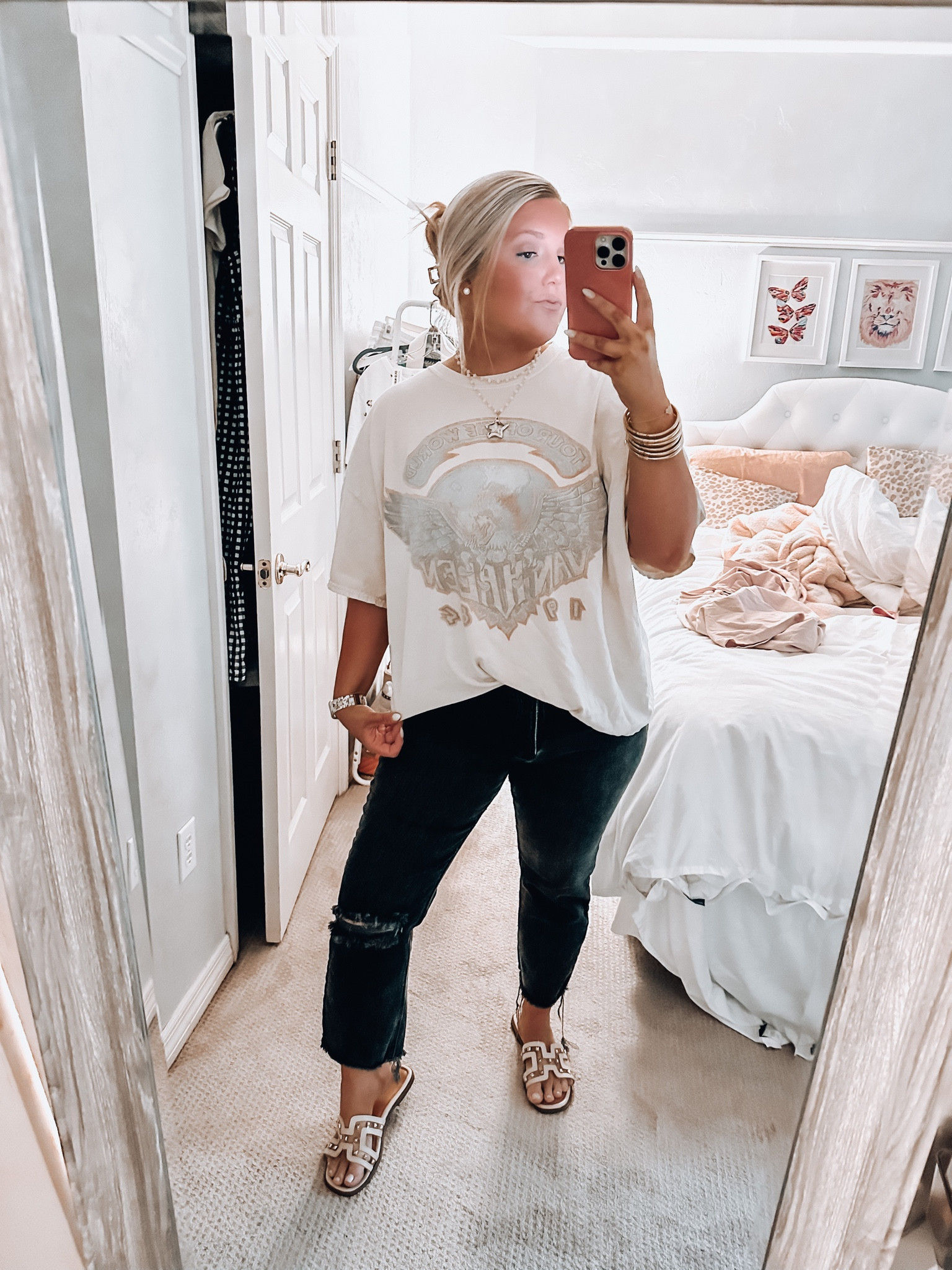 Graphic tee. Work outfit of the day. Teacher outfit of the day. Oversize graphic tea. Urban outfitters. Band tee. 

#LTKstyletip #LTKunder100 #LTKworkwear