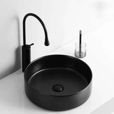 Matte Black Ceramic Countertop Sink - Easy Clean, 19.7 In. Package Width Bathroom Counter Black, 18.54 Lb Weight, Stain | Wayfair North America