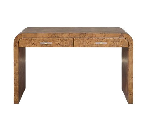 Waterfall Edge Desk in Dark Burlwood | Burke Decor