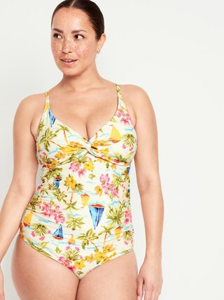 Maternity Printed Twist-Front Nursing Swimsuit | Old Navy (US)