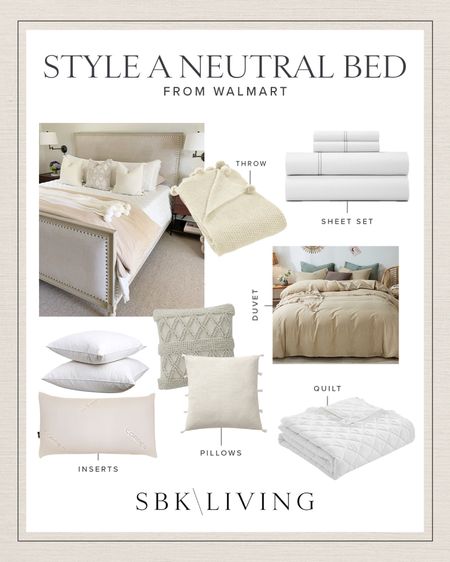 H O M E \ all the pieces you need to put together a neutral bed! Walmart home finds👏🏻

Decor
Bedroom 
Bed

#LTKhome
