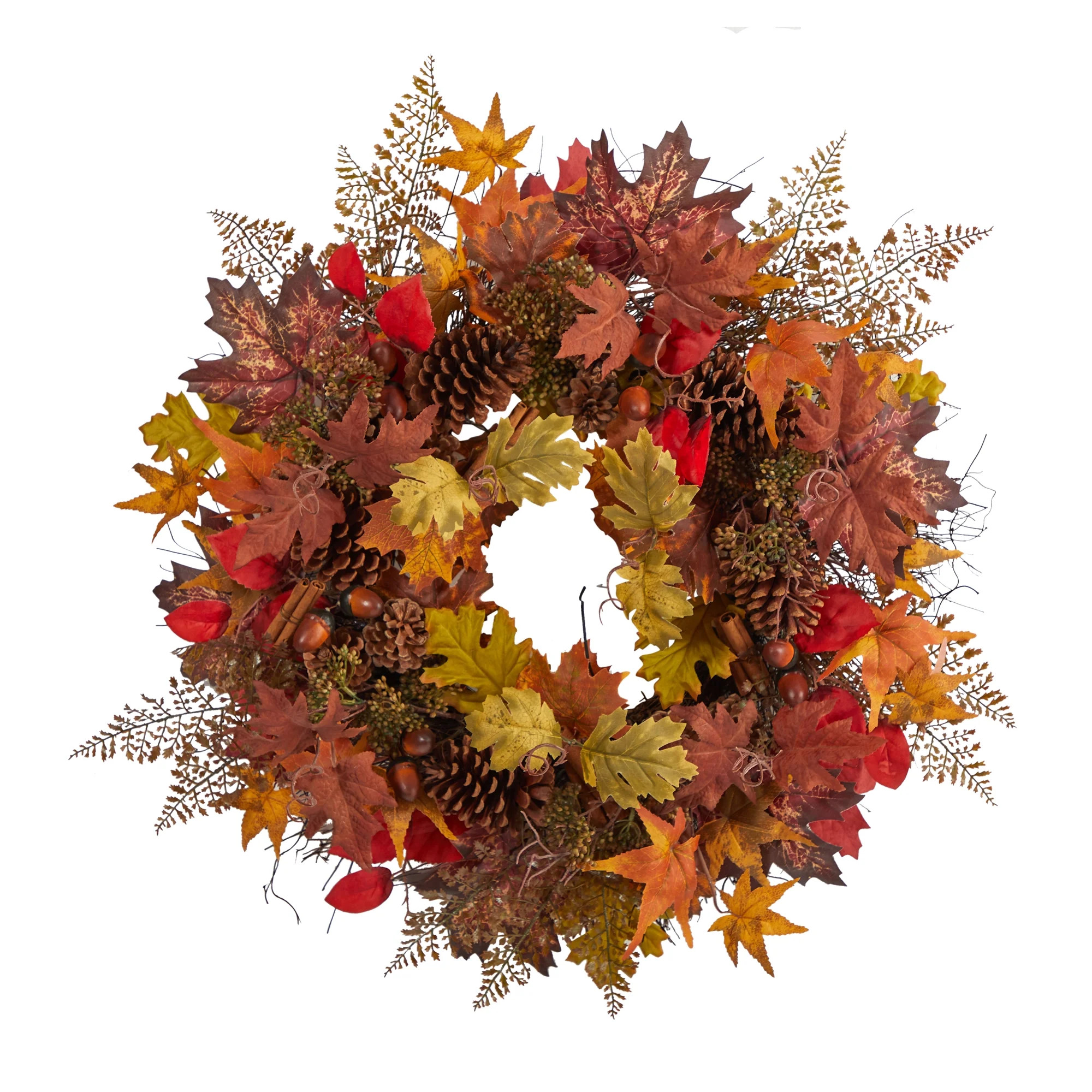 Nearly Natural Plastic Thanksgiving Artificial Fall Wreath, 30" (Multicolor) - Walmart.com | Walmart (US)