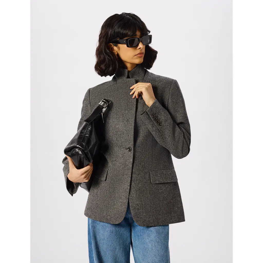 Whistles Herringbone Wool Blazer in Grey/multi at Nordstrom, Size 2 | Nordstrom