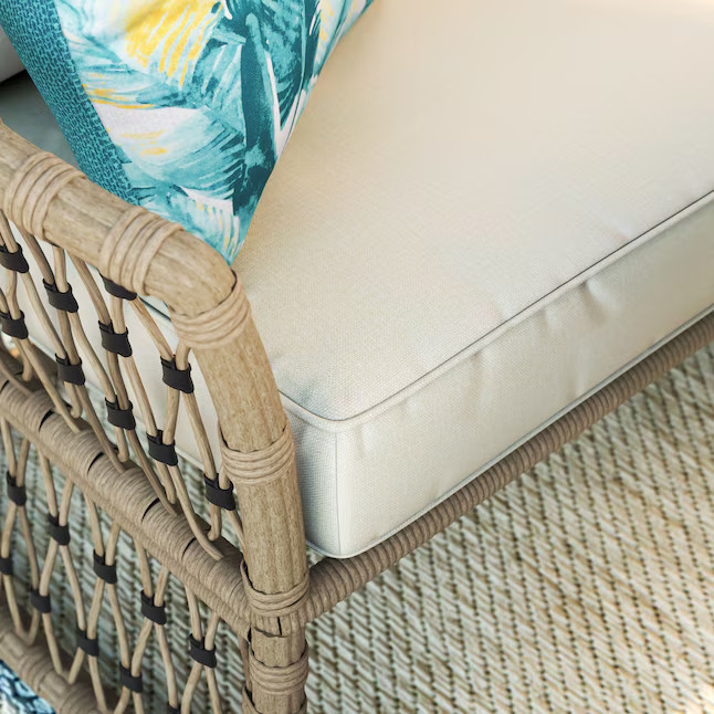 Style Selections Avery Station Wicker Outdoor Sectional with Cream Cushions and Steel Frame | Lowe's