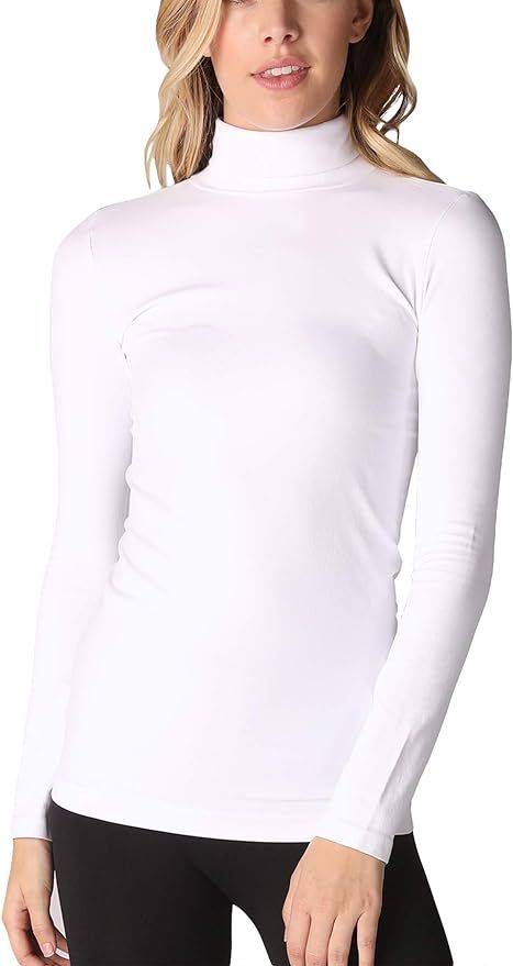 NIKIBIKI Women Seamless Long Sleeve Mock Neck Top, Made in U.S.A, One Size | Amazon (US)