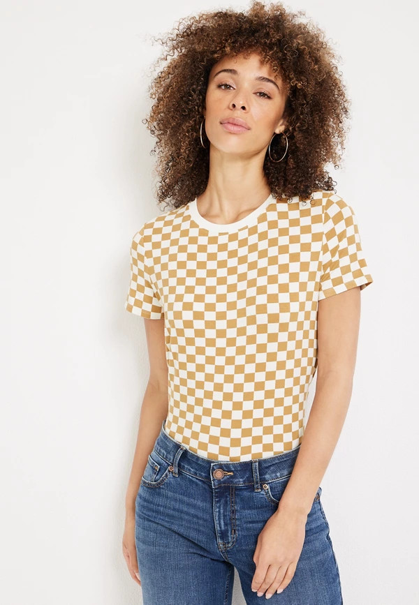 24/7 Kennedy Checkered Crew Neck Tee | Maurices
