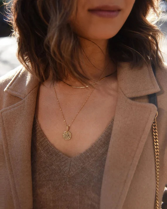 Norah 18K Gold Plated Hammered Coin Necklace | Etsy (US)